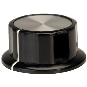Control Knob-Black/Silver Cap-White Line-45mm Dia.